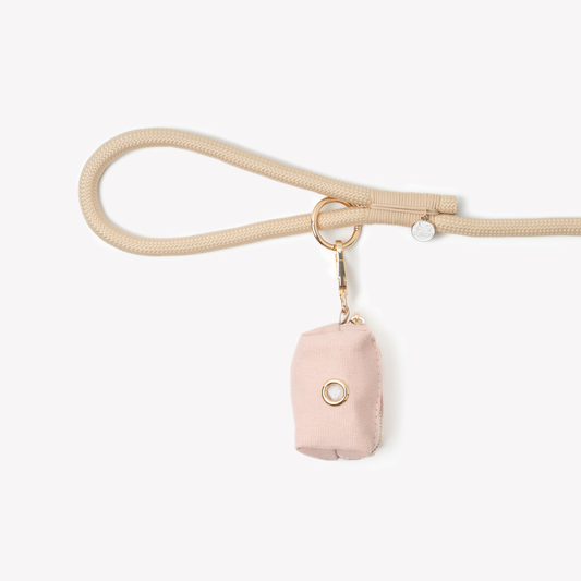 FURLOU powder rose poop bag holder with gold clip

