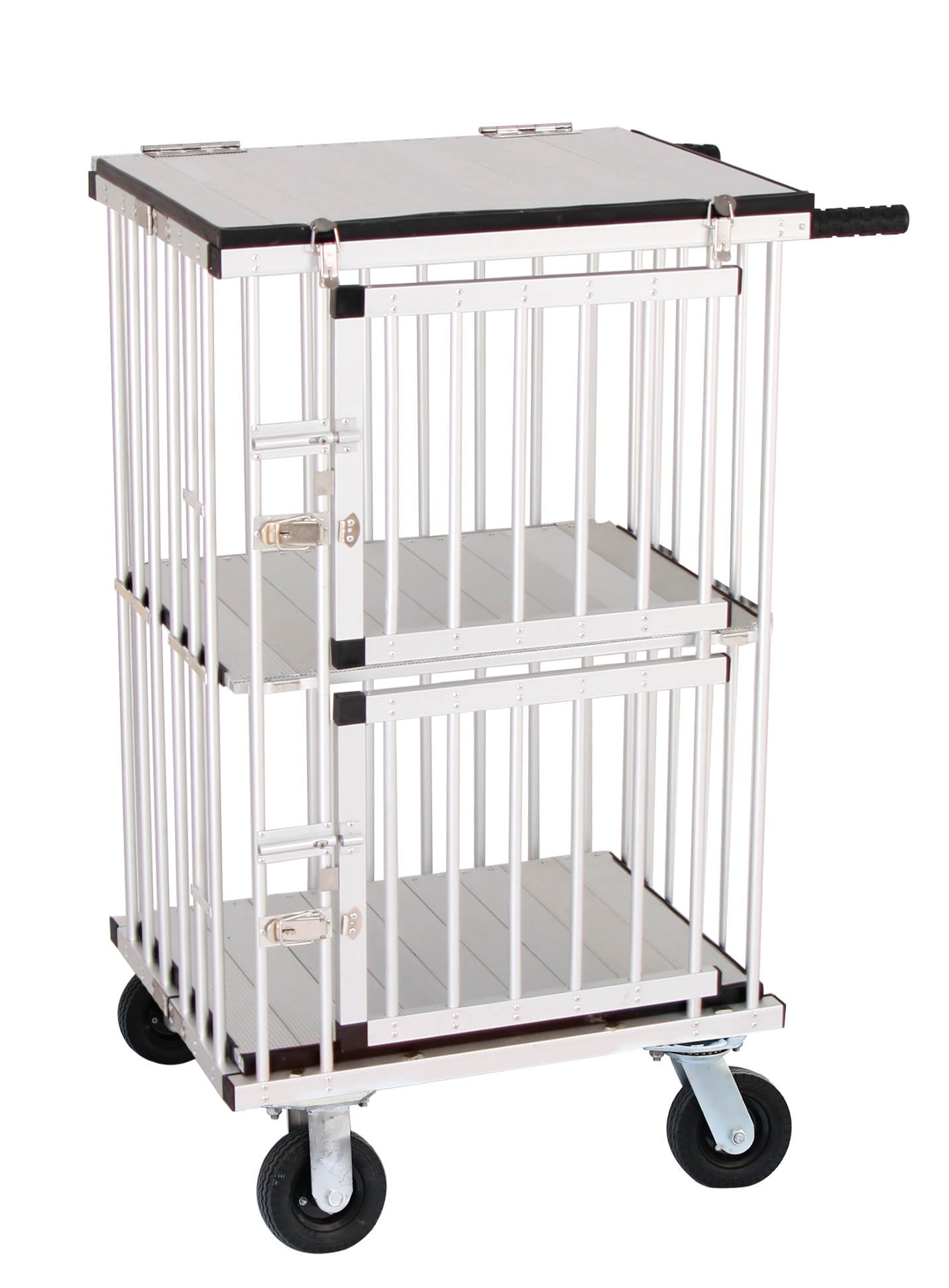 Two Berth Double Decker Dog Show Trolley by Aeolus in silver