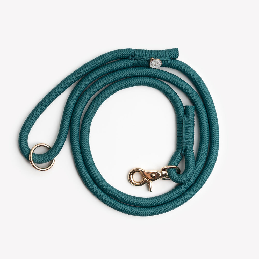 furlou blue braided rope dog leash gold clip

