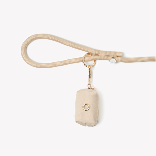 FURLOU tan poop bag holder with gold clip

