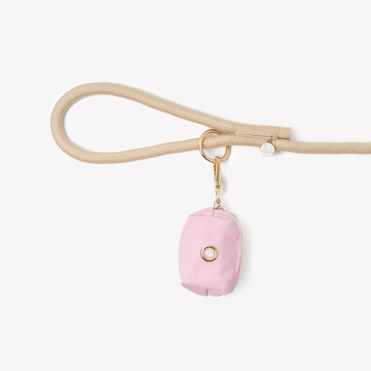 FURLOU pink poop bag holder for dog leash


