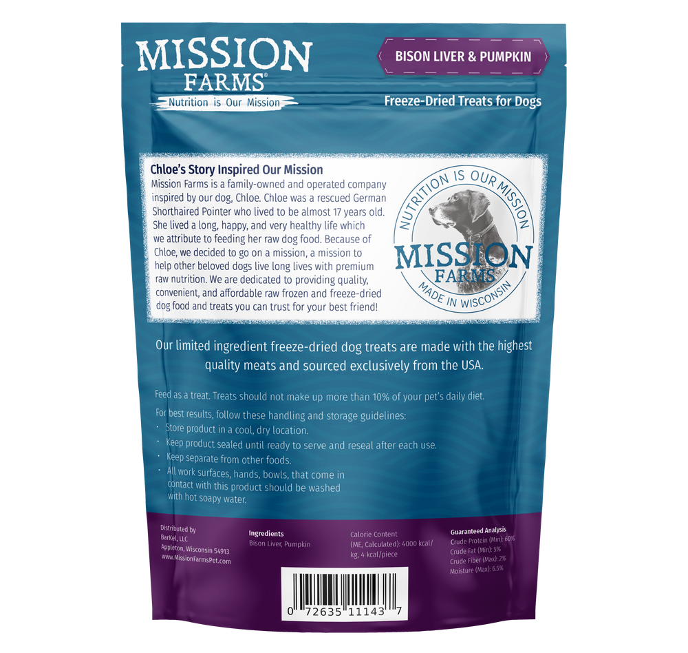 Mission Farms - Bison Liver & Pumpkin Treats 3oz Dog Treat