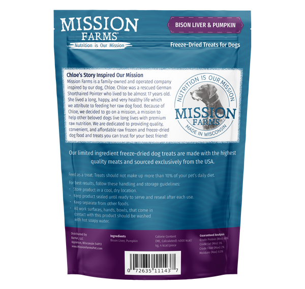 Mission Farms - Bison Liver & Pumpkin Treats 3oz Dog Treat