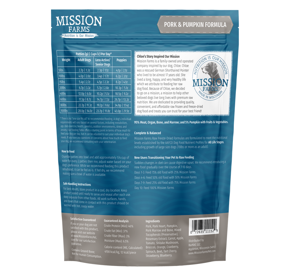 Mission Farms - Pork & Pumpkin 14oz Dog Treat