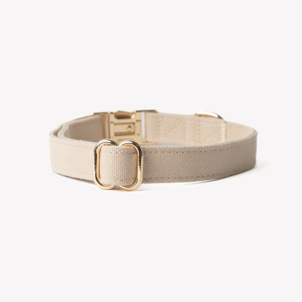 soft cotton dog collar in tan color

