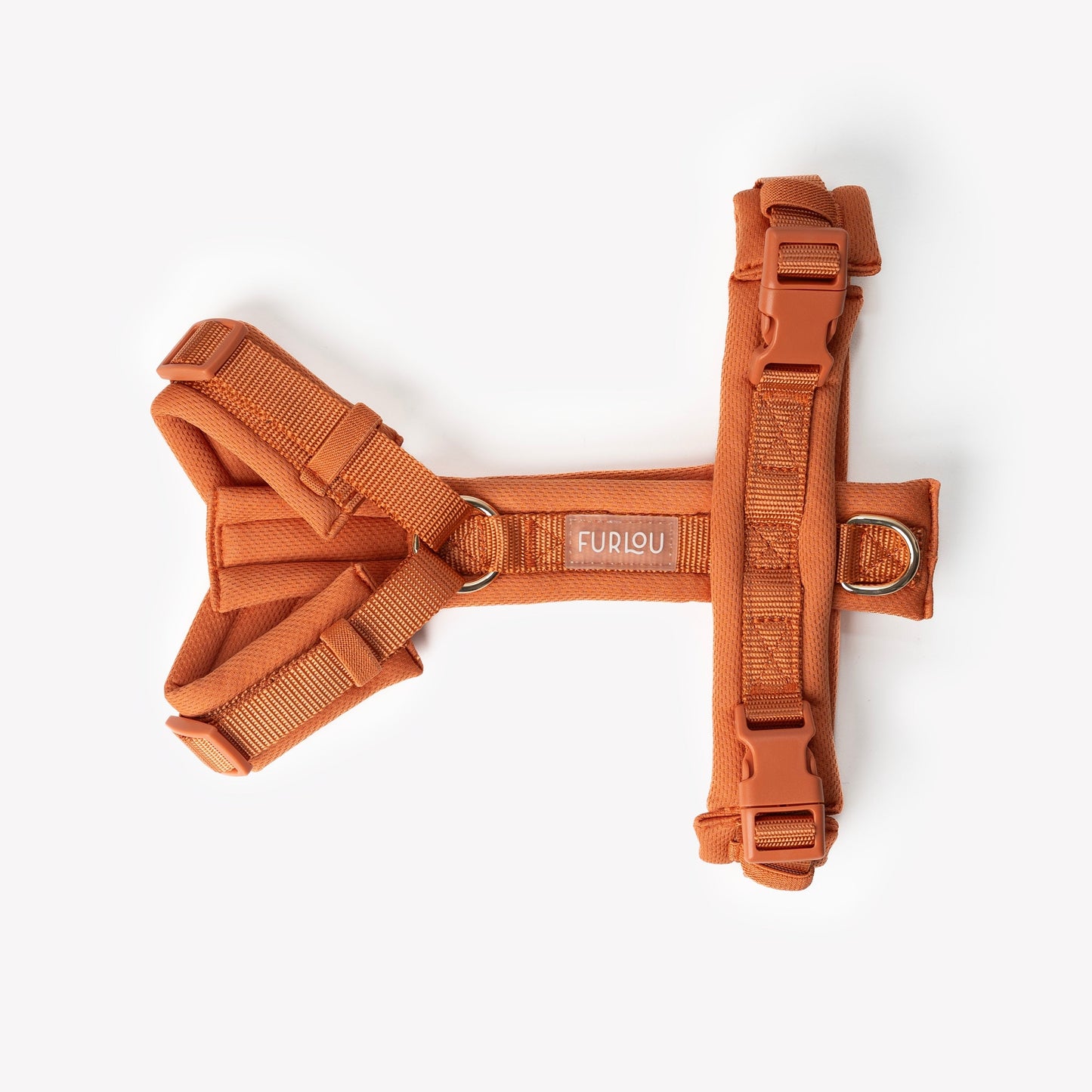 FURLOU terracotta harness side view with breathable fabric

