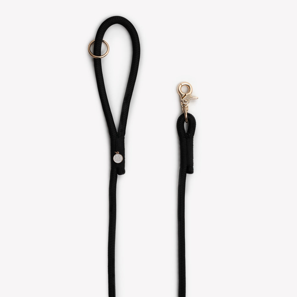 durable black rope dog leash with O ring

