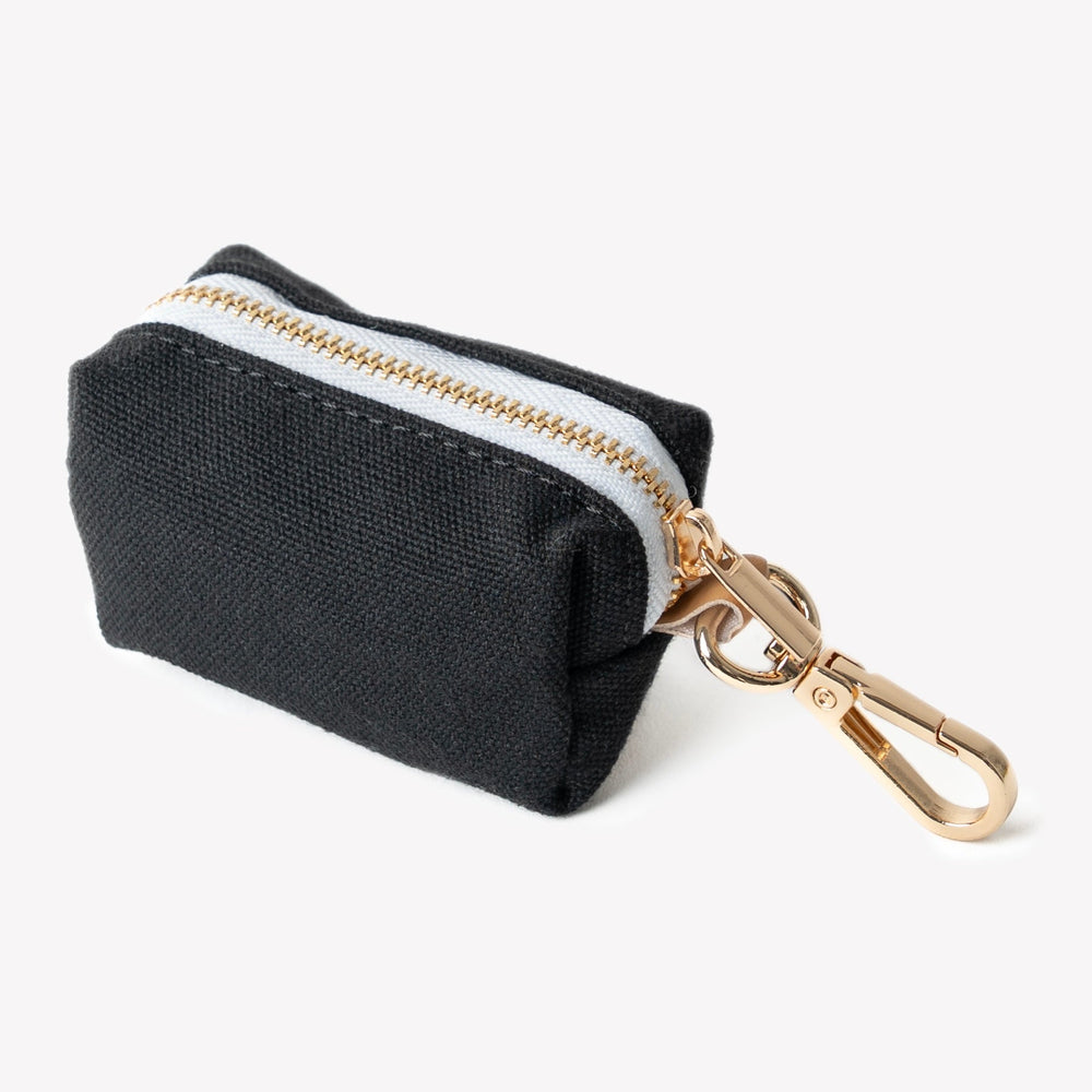 sleek black poop bag pouch for dog leash

