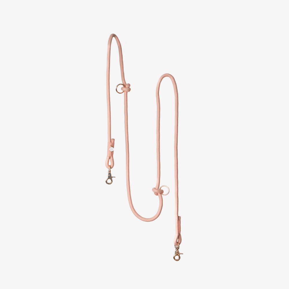 FURLOU powder rose hands free braided dog leash

