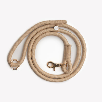 FURLOU tan braided rope dog leash with gold clip

