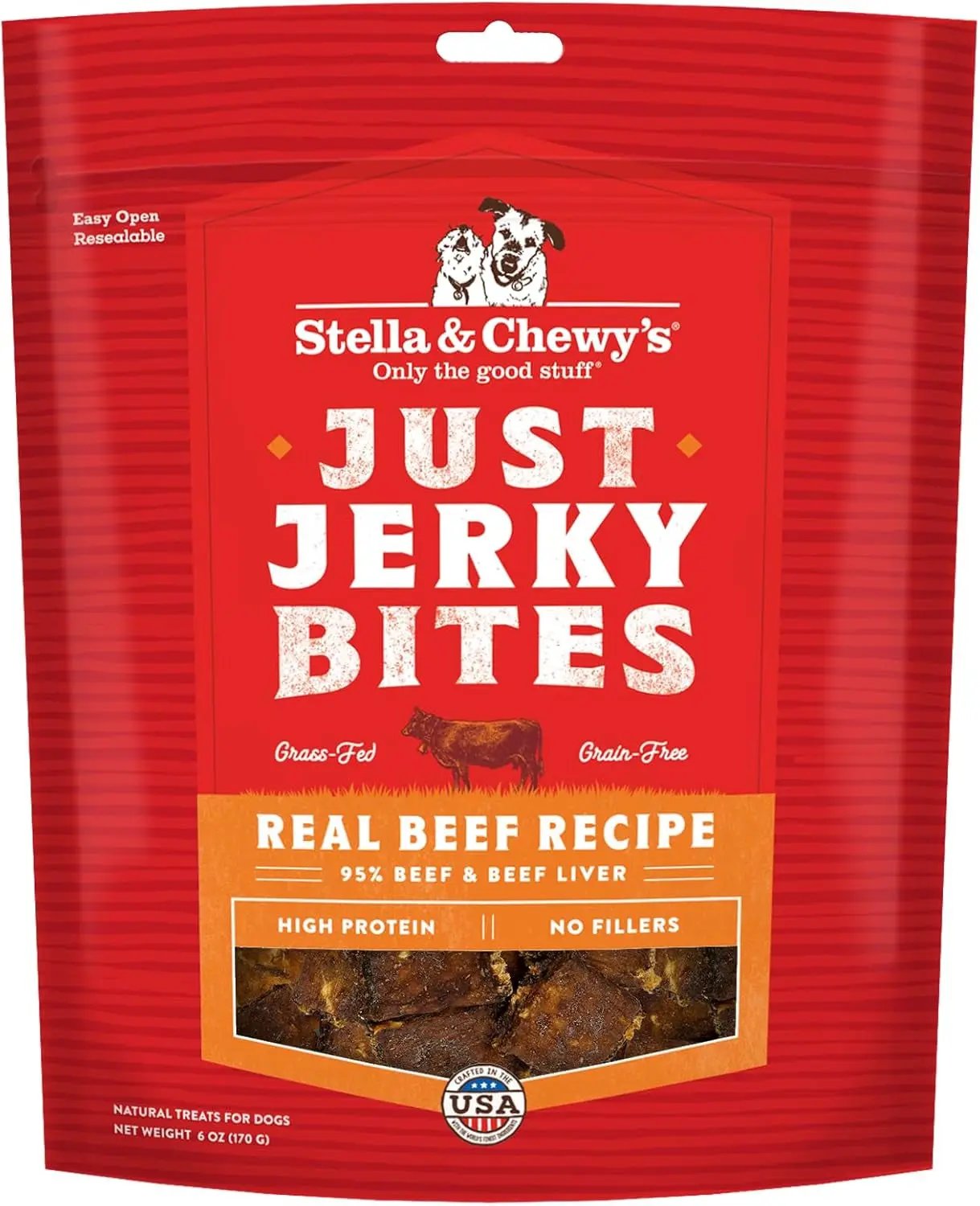 Stella & chewy's - Premium Beef Jerky Dog Treats - 95% Real Meat Bites for Sensitive Stomachs