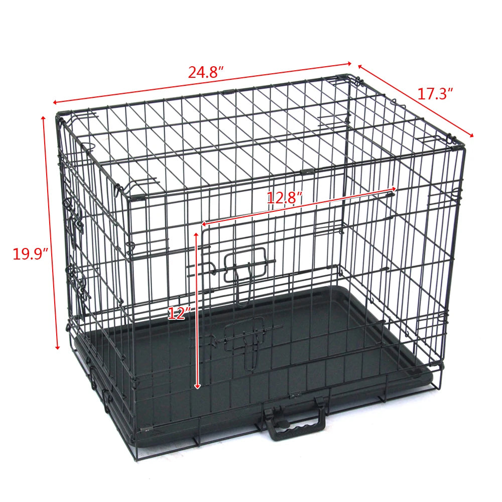 24" Dog Kennel Folding Steel Crate Dimensions