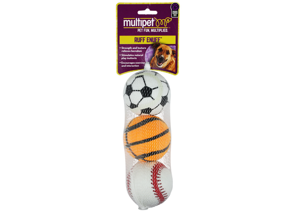 Multipet Tennis Sports Balls - Assorted Sports 3pk