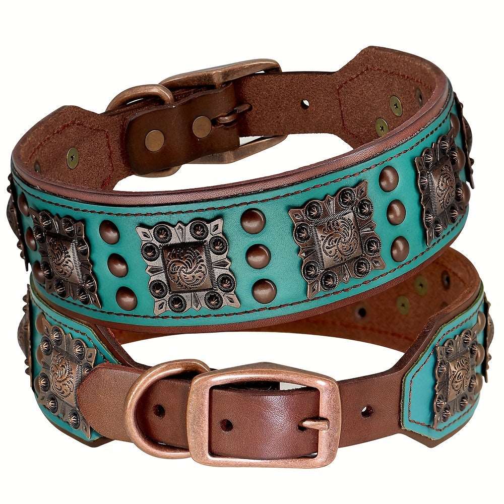 Supreme Leather Dog Collar green