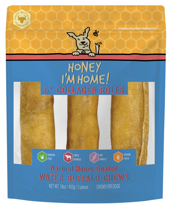 Honey Dog Buffalo Collagen Rolls 6" (3pk)