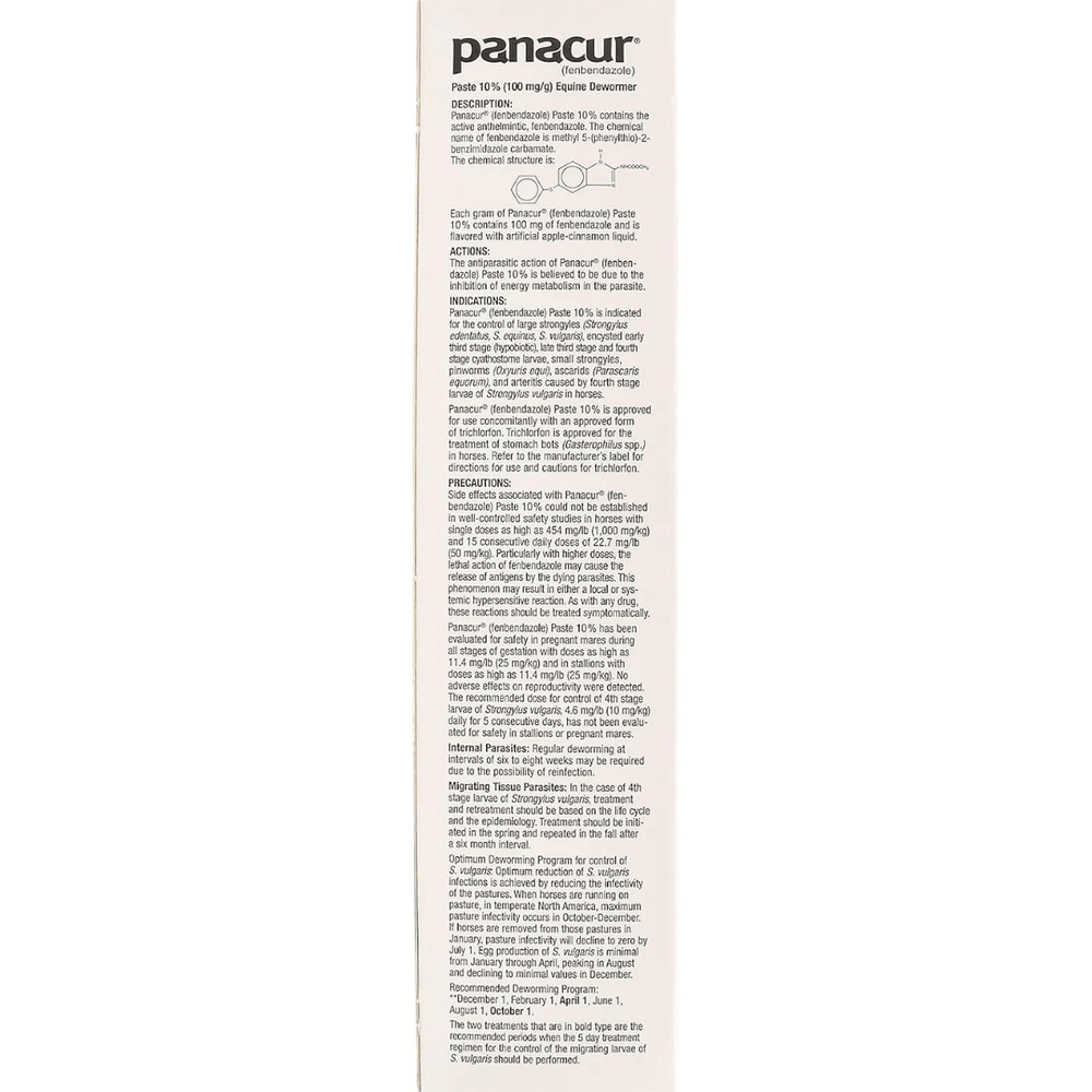 Panacur Equine Dewormer Paste 10 Percent Fenbendazole – Apple Cinnamon 3 Pack