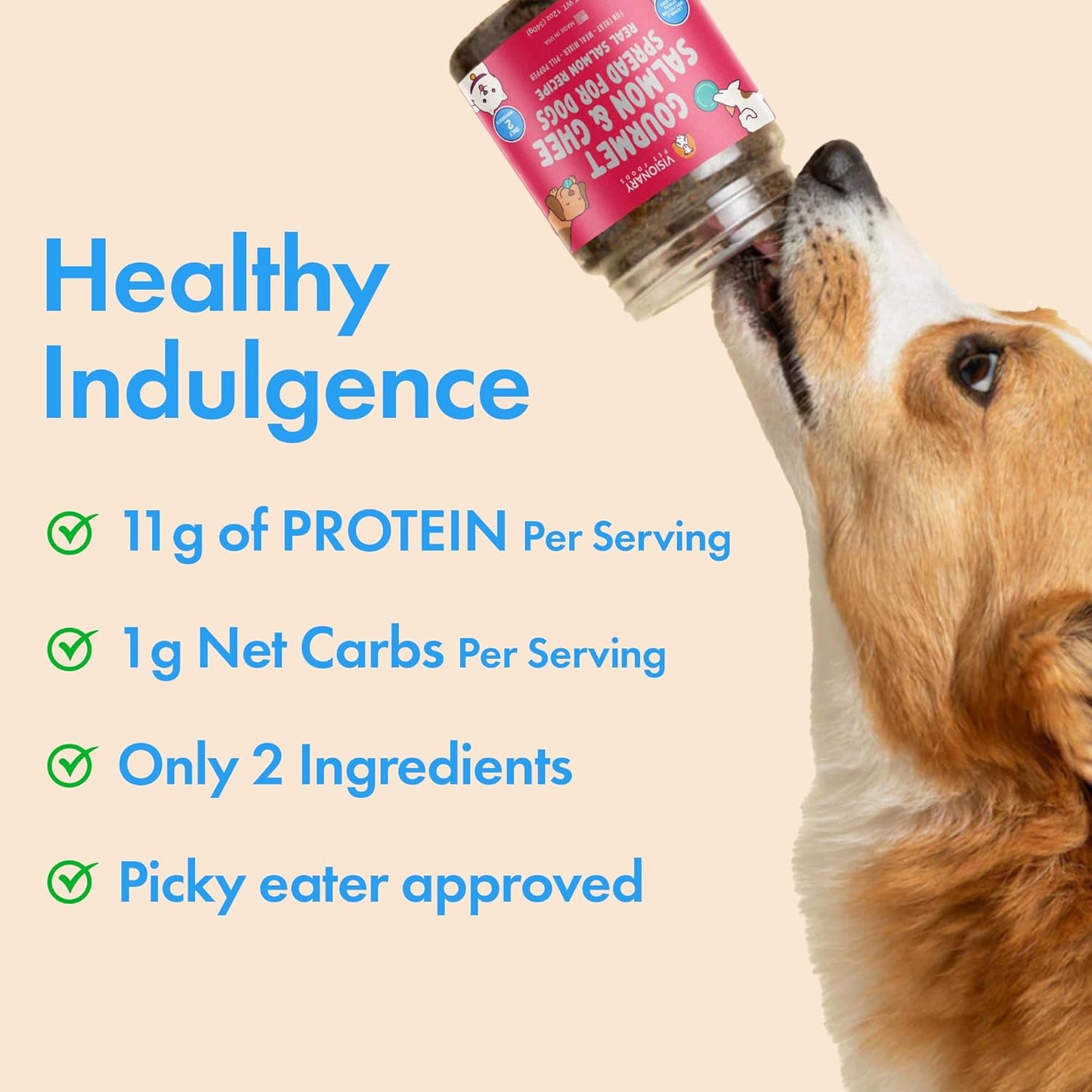 Visionary Pet Foods Salmon and Ghee Dog Meat Spread 12oz Jar
