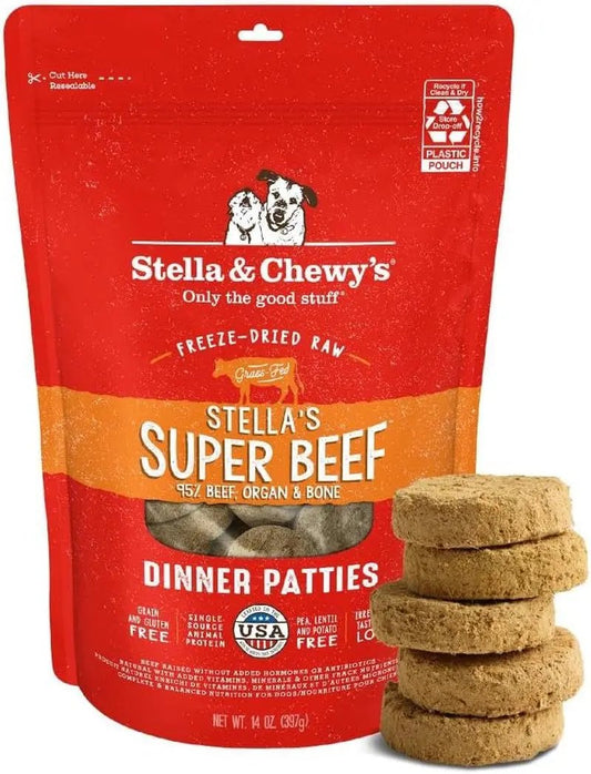 Stella & chewy's - Freeze-Dried Raw Dinner Patties - Beef Recipe - High Protein Grain-Free Puppy & Dog Food - Perfect for Picky Eaters - 14 Oz