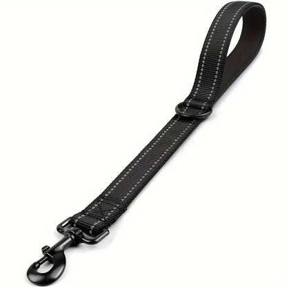 Heavy-Duty Short Nylon Dog Leash Reflective & Durable for Large and Medium Dogs black long 