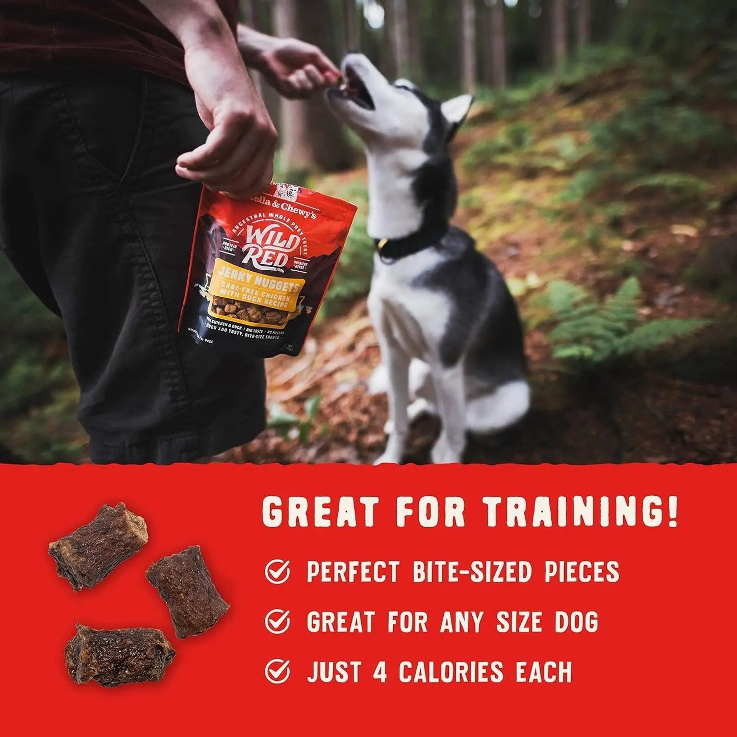Stella & chewy's - Wild Red Jerky Nuggets - 90% Protein-Rich Chicken & Duck Dog Treats - Grain-Free Training Rewards for All Breeds - Made in USA - 6 Oz Bag