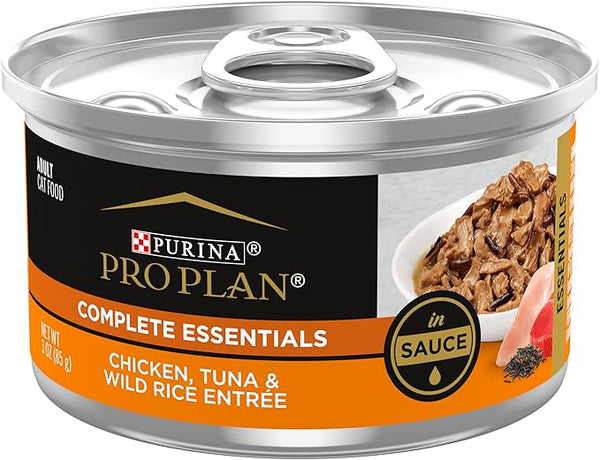 Purina Pro Plan Gravy Wet Cat Food Complete Essentials Chicken, Tuna & Wild Rice Entree in Sauce