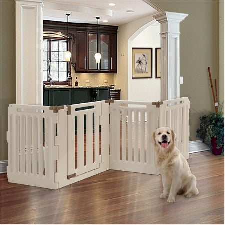 Convertible Indoor Outdoor 4 Panel Dog Gate Playpen Open