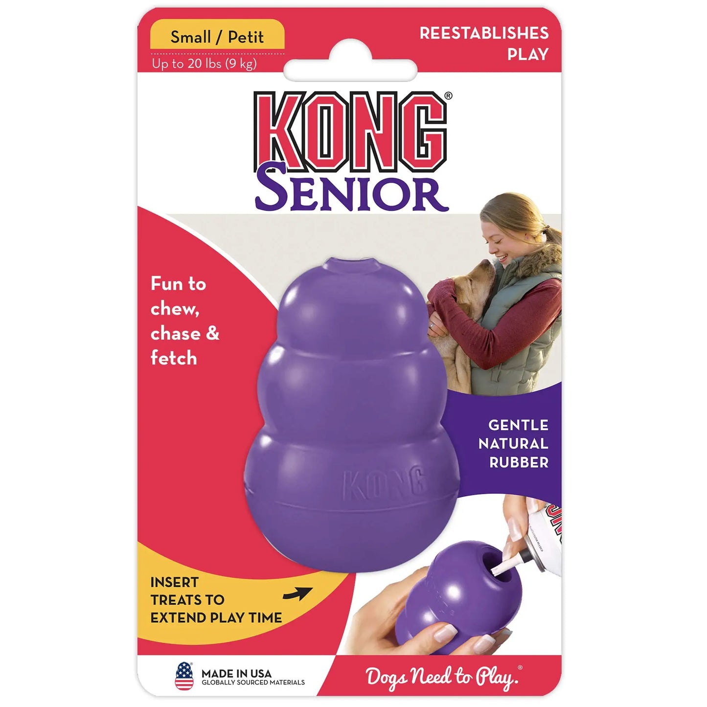 KONG Senior Chew Toy for Aging Dogs – Gentle Rubber & Treat Dispensing Fun