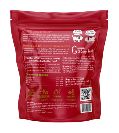 Bare Naked Beef Mixer Dog Food Topper 12oz Ingredients and Product Info