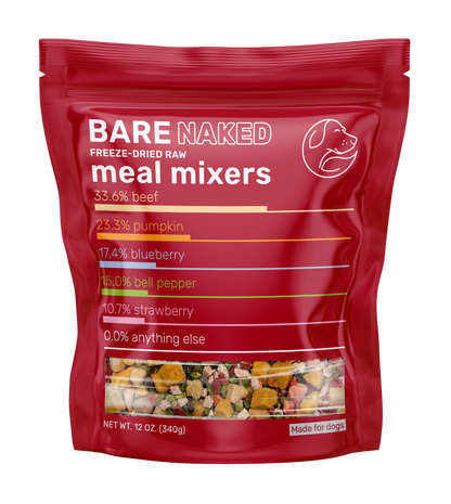 Bare Naked Beef Mixer Dog Food Topper 12oz Front of Package
