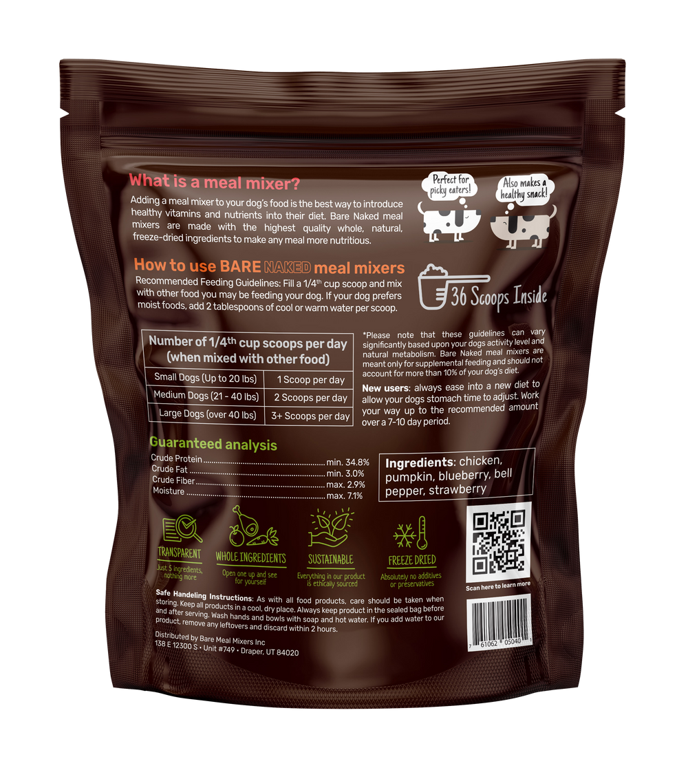 Bare Naked Chicken Mixer Dog Food Topper 12oz Ingredients and Nutritional Information