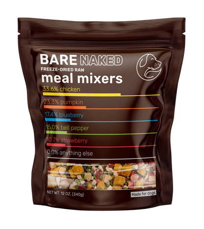 Bare Naked Chicken Mixer Dog Food Topper 12oz Front of Package