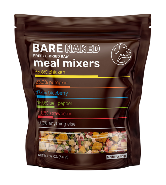 Bare Naked Chicken Mixer Dog Food Topper 12oz Front of Package