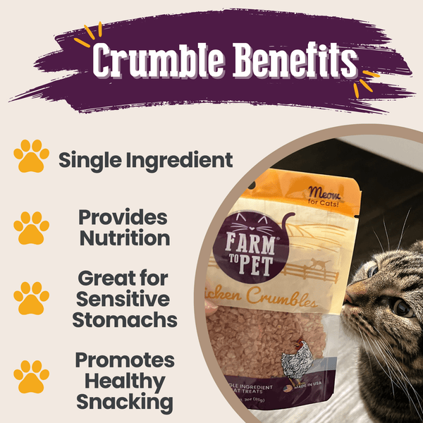 Farm To Pet - Chicken Crumbles for Cats | 100% Protein Cat Treats
