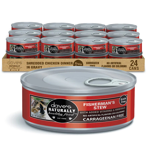 Dave's Naturally Healthy Grain Free Shredded Fisherman's Stew Wet Cat Food (5.5oz)