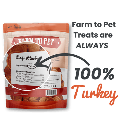 Farm To Pet - Turkey Chips for Dogs | All-Natural Single-Ingredient Healthy Dog Treats
