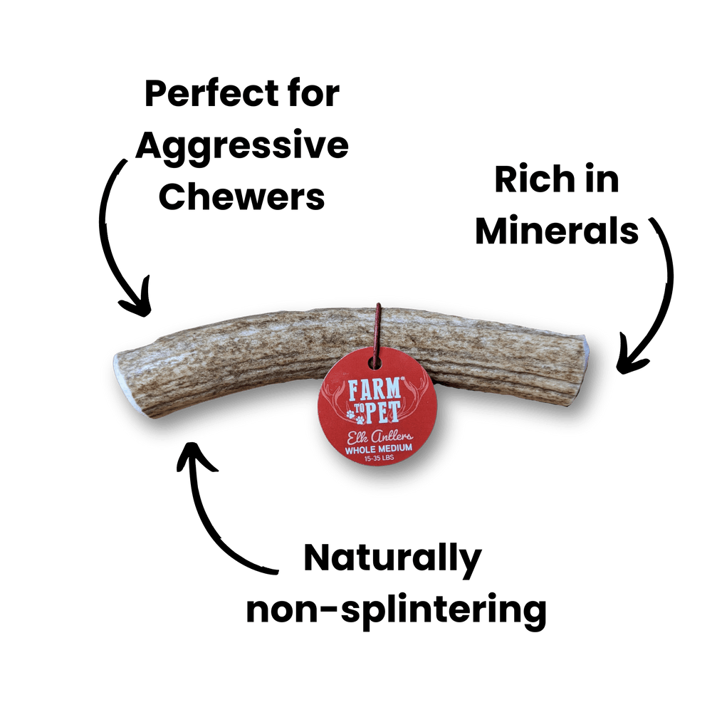Farm To Pet - Whole Elk Antlers for Dogs | All-Natural Antler Dog Chews