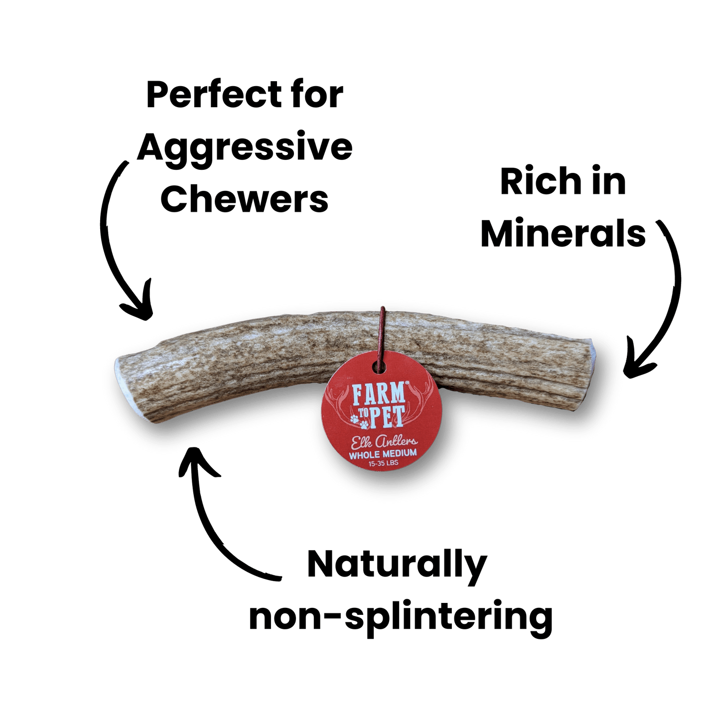 Farm To Pet - Whole Elk Antlers for Dogs | All-Natural Antler Dog Chews