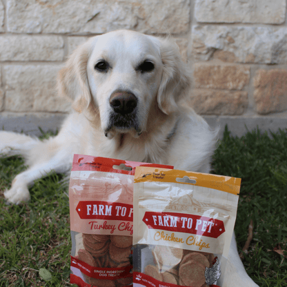 Farm To Pet - Turkey & Chicken Chip Dog Treat Duo | Single-Ingredient Poultry Treats for Dogs