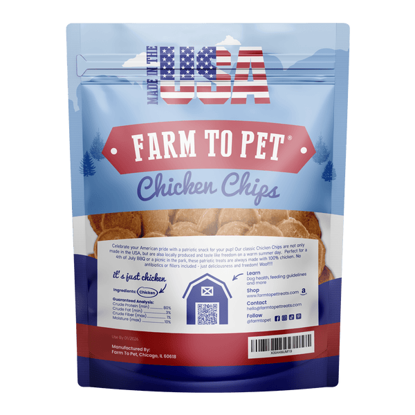 Farm To Pet - Americana Chicken Chips for Dogs | Celebrate with USA-made Dog Treats