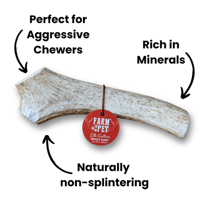 Farm To Pet - Whole Elk Antlers for Dogs | All-Natural Antler Dog Chews