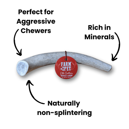 Farm To Pet - Whole Elk Antlers for Dogs | All-Natural Antler Dog Chews