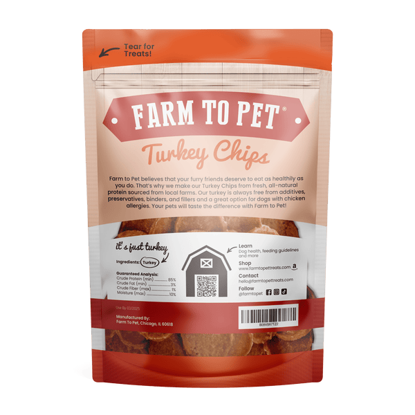 Farm To Pet - Turkey Chips for Dogs | All-Natural Single-Ingredient Healthy Dog Treats