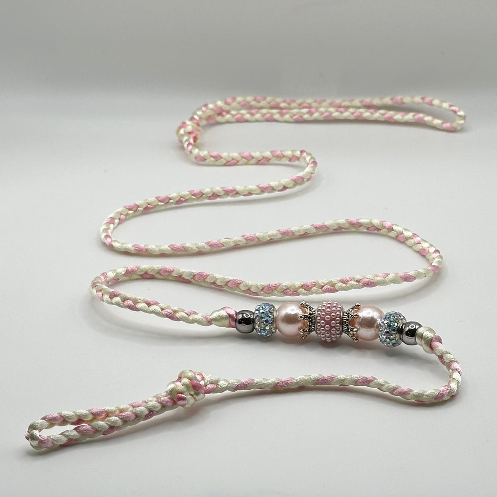 Moonlit Pink satin conformation dog show lead 36 inch – loop close-up