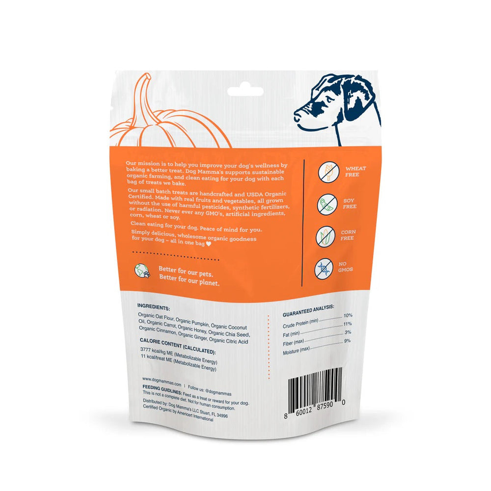 Dog Mamma's Organic Pumpkin Snaps Recipe Oven Baked Dog Treats (6oz)