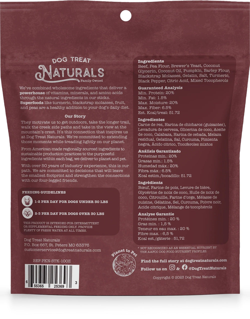 Dog Treat Naturals Superfood Sticks, Beef & Pumpkin Dog Treats (10oz)
