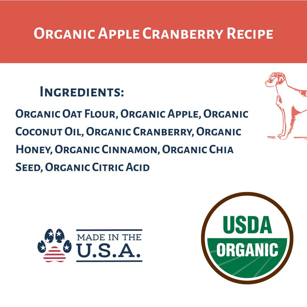 Dog Mamma's Organic Apple Cranberry Oven Baked Dog Treats (6oz)