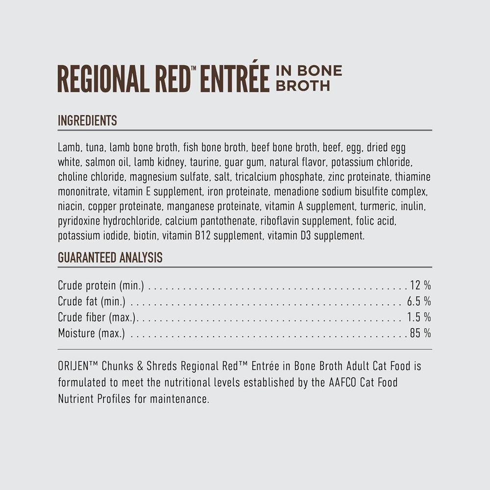 Orijen Grain Free Chunks & Shreds, Regional Red Wet Cat Food (3oz)