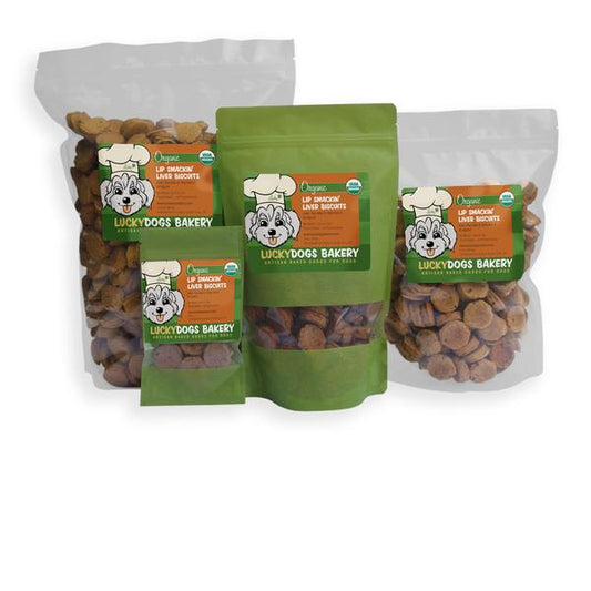 Happy Dog Food - Lucky's Lip Smackin' Liver Organic Dog Treats Chicken Liver Biscuits