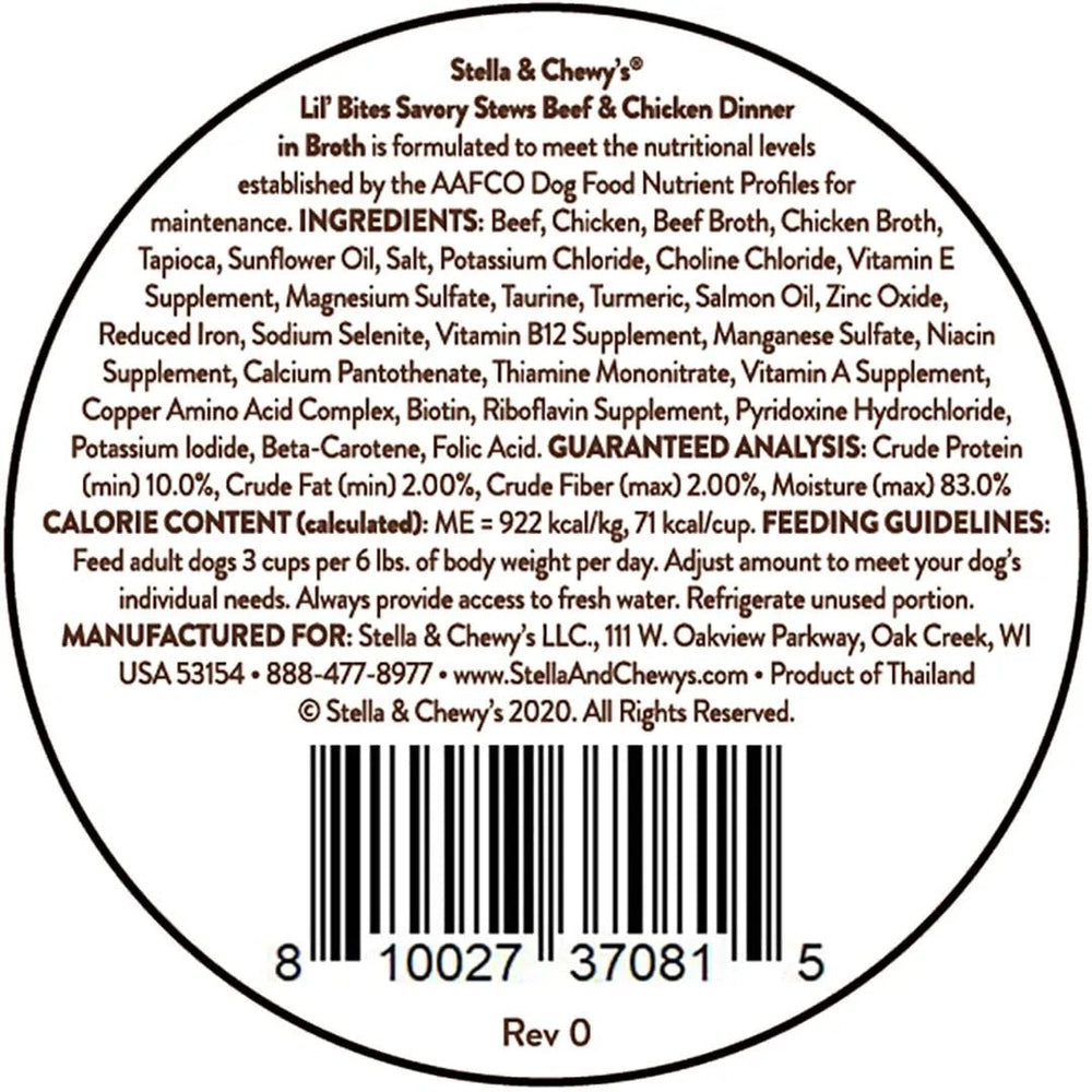 Stella & Chewy’s Lil Bites Stew Beef & Chicken Dog Food (2.7oz)