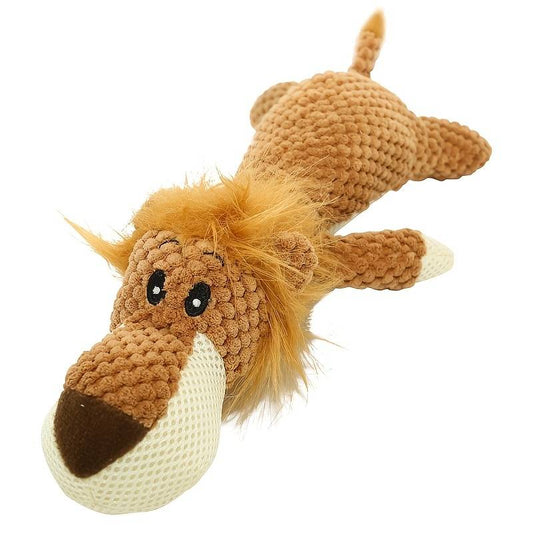 Lion Cartoon Patterned Squeaky Plush Dog Toy for Medium Breeds